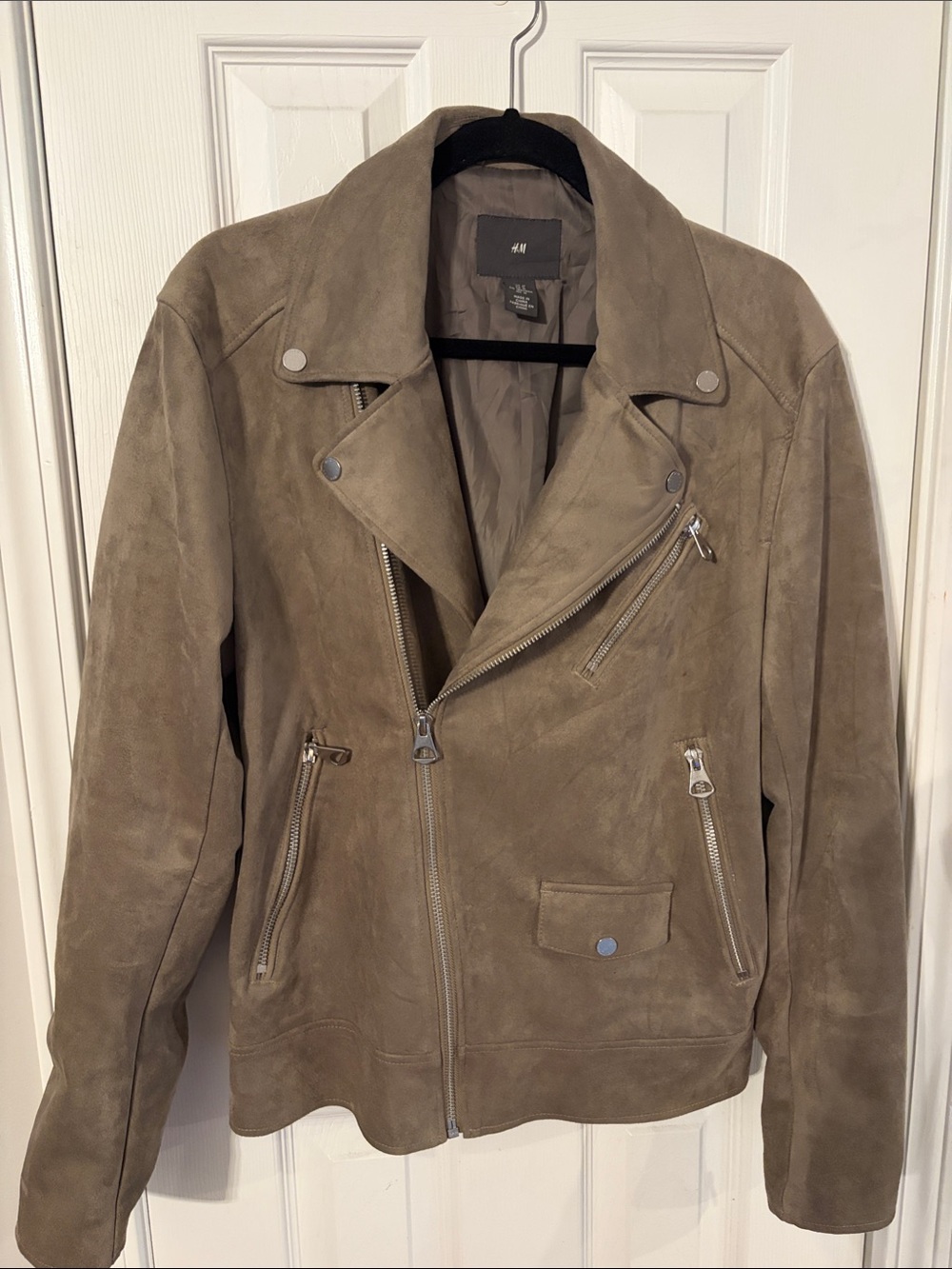 H&M Taupe Suede Biker Jacket